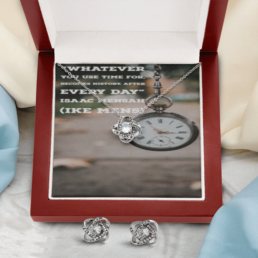 IKE MENS QUOTE LOVE KNOT EARRING AND NECKLACE SET