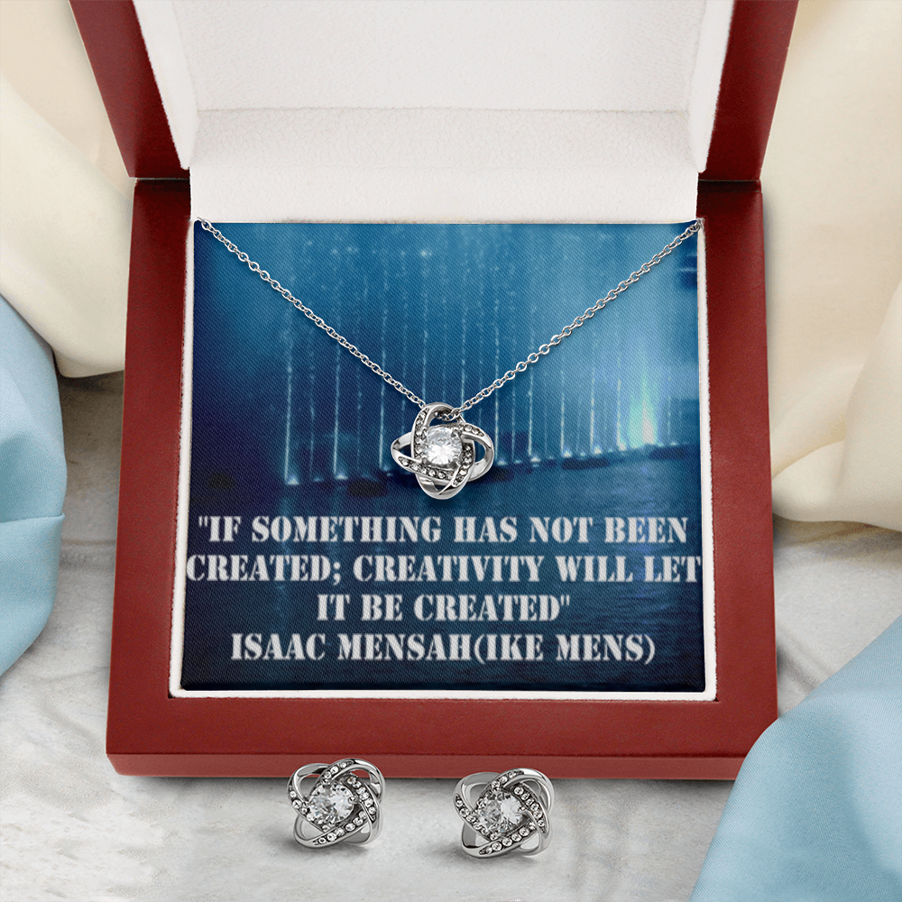 IKE MENS Quote Love Knot Earring & Necklace Set