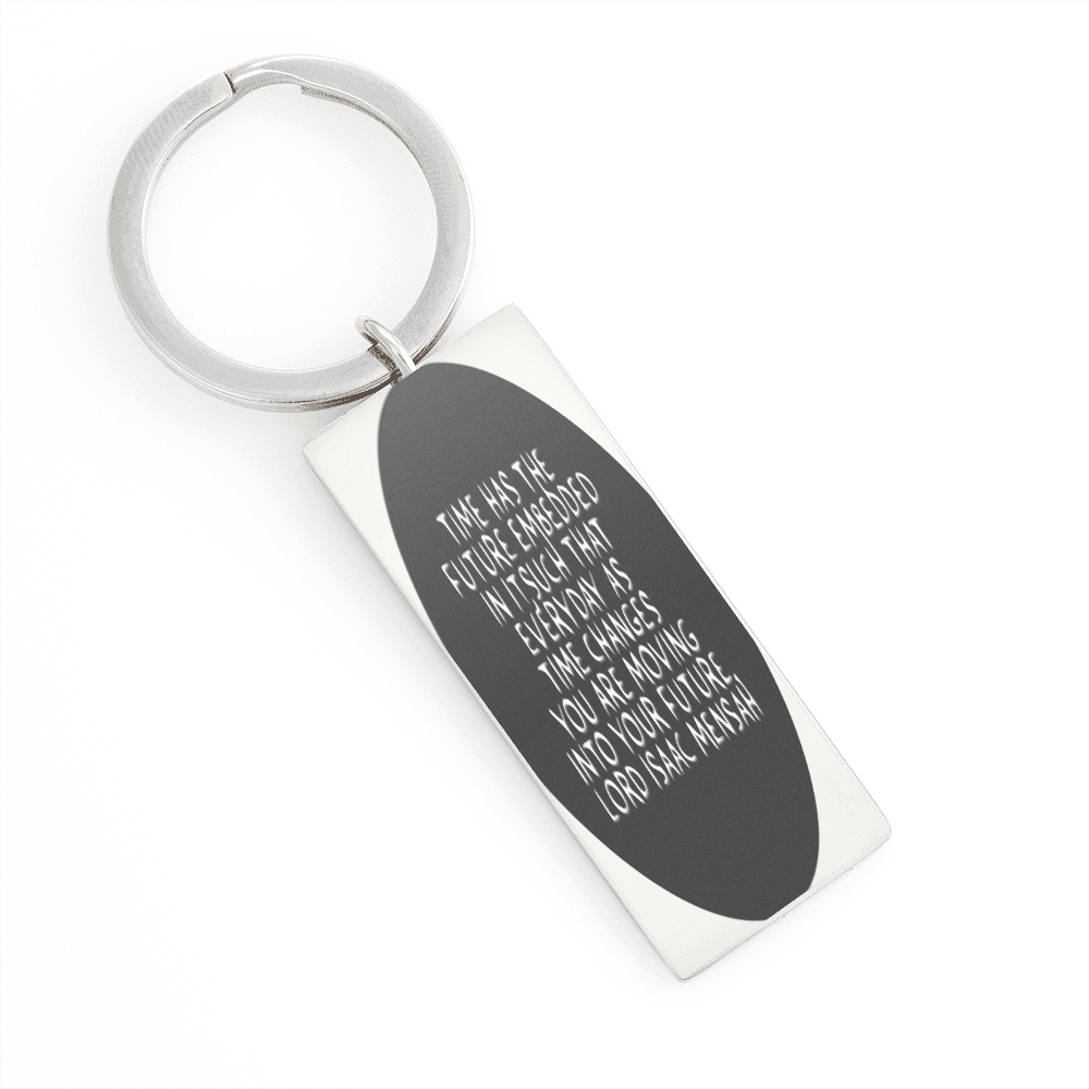 IKE MENS Quote Stainless Steel Rectangular Keychain