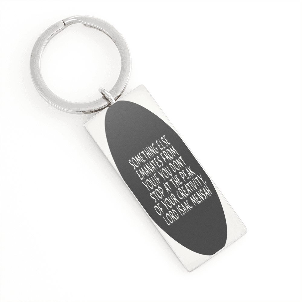 IKE MENS Quote Stainless Steel Rectangle Keychain
