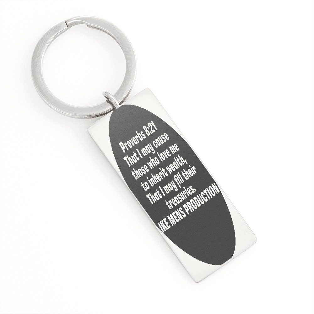 Proverbs Engraved Stainless Steel Rectangle Keychain