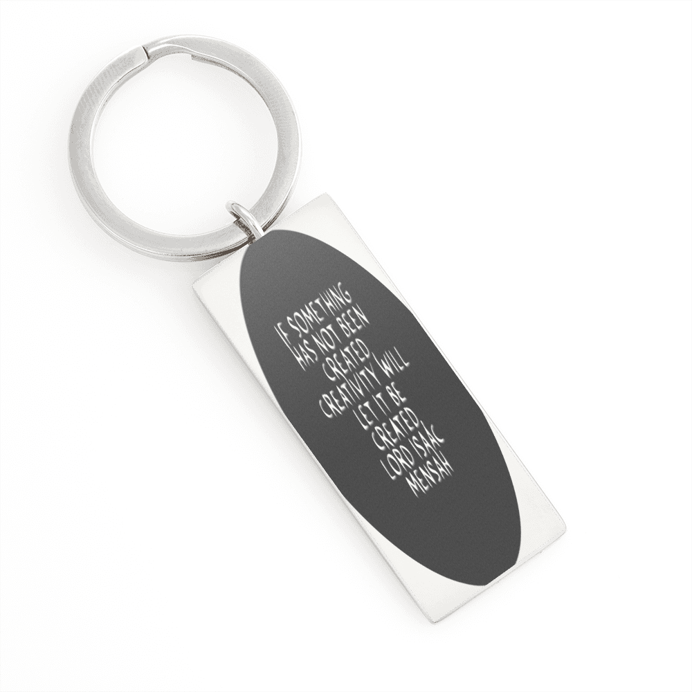 IKE MENS Quote Stainless Steel Rectangle Keychain