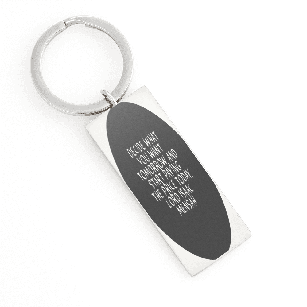 IKE MENS Quote Stainless Steel Rectangle Keychain