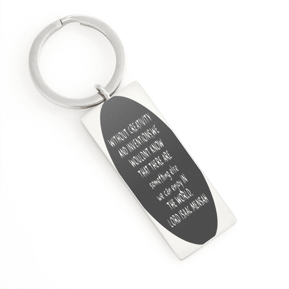 IKE MENS Quote Stainless Steel Rectangle Keychain