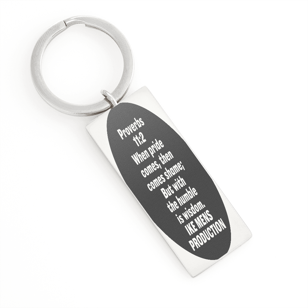 Proverbs Engraved Stainless Steel Rectangle Keychain