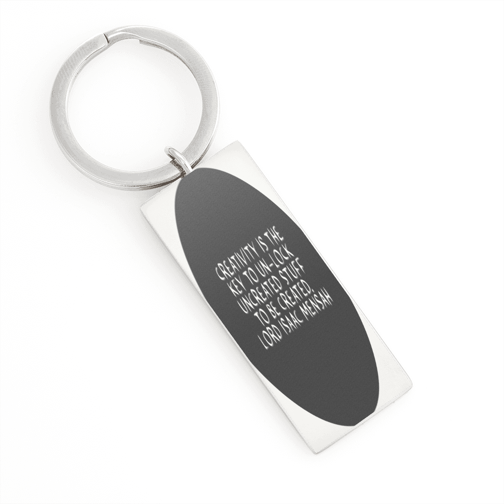 IKE MENS Quote Stainless Steel Rectangle Keychain