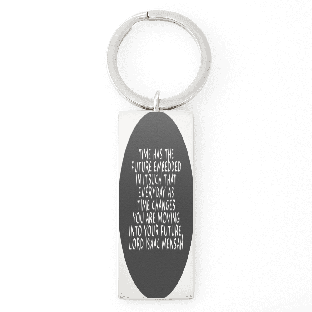 IKE MENS Quote Stainless Steel Rectangular Keychain