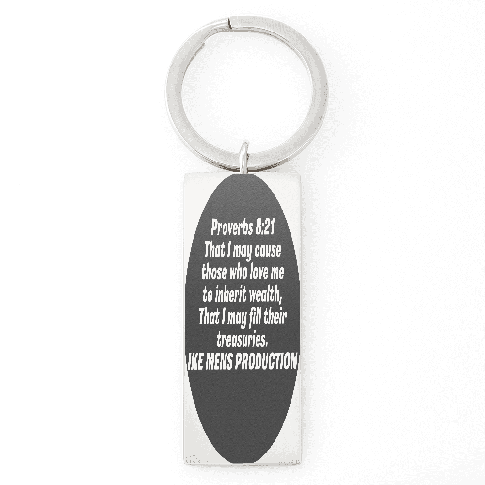 Proverbs Engraved Stainless Steel Rectangle Keychain