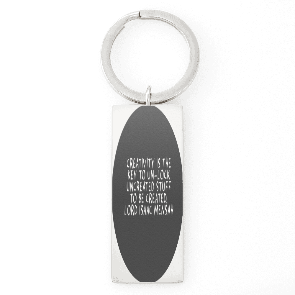 IKE MENS Quote Stainless Steel Rectangle Keychain