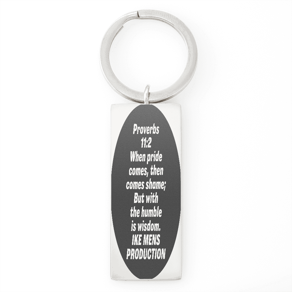 Proverbs Engraved Stainless Steel Rectangle Keychain