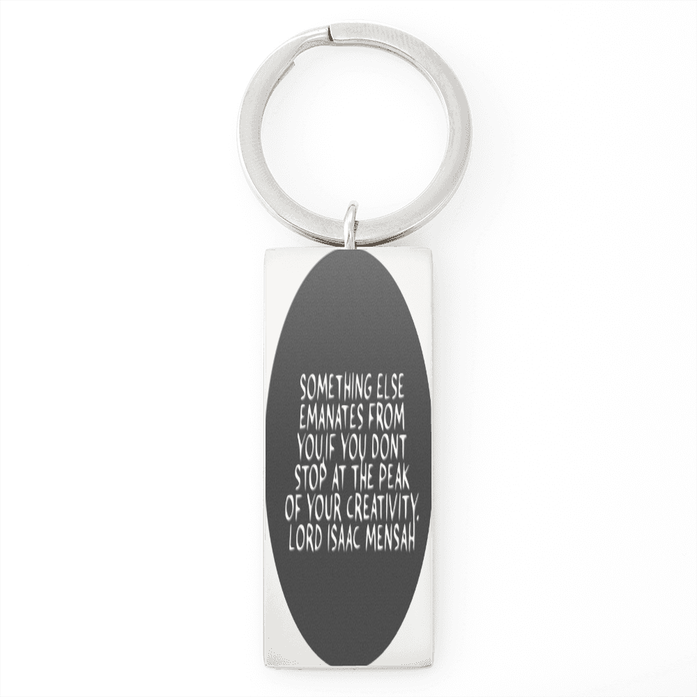 IKE MENS Quote Stainless Steel Rectangle Keychain