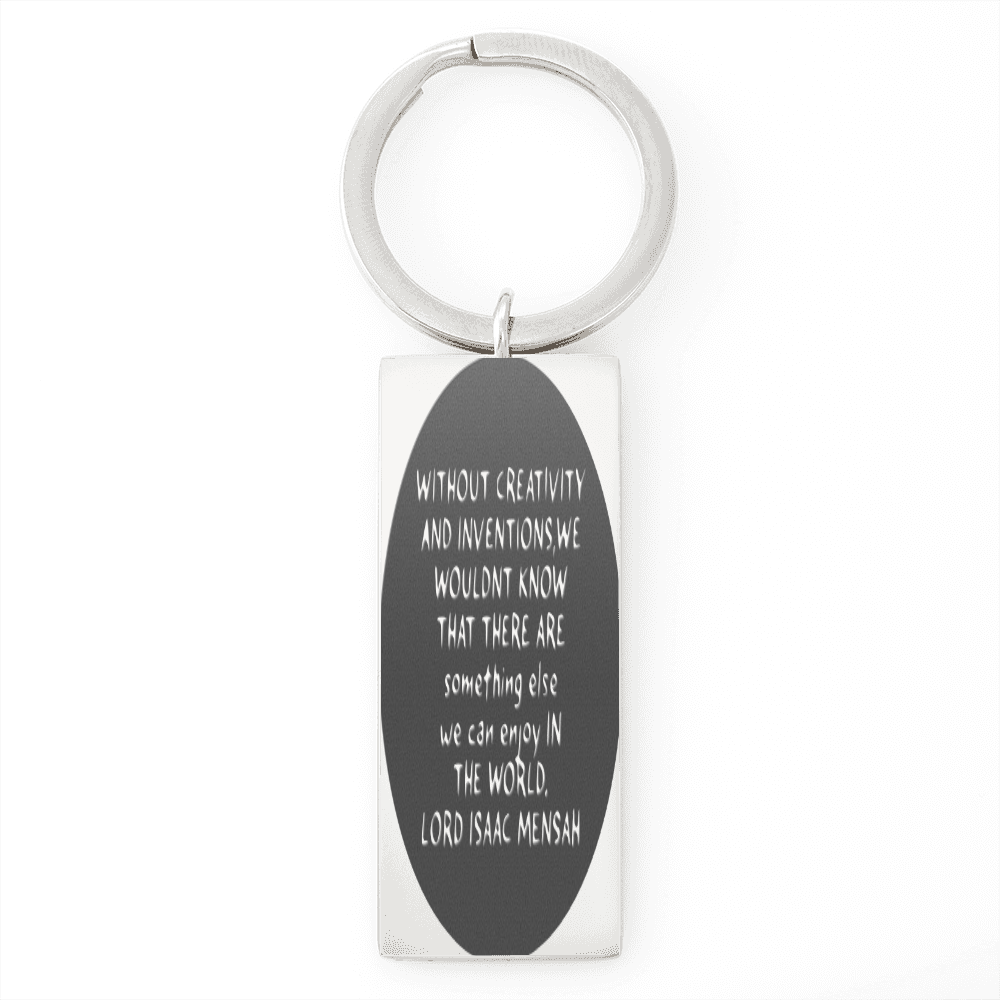 IKE MENS Quote Stainless Steel Rectangle Keychain