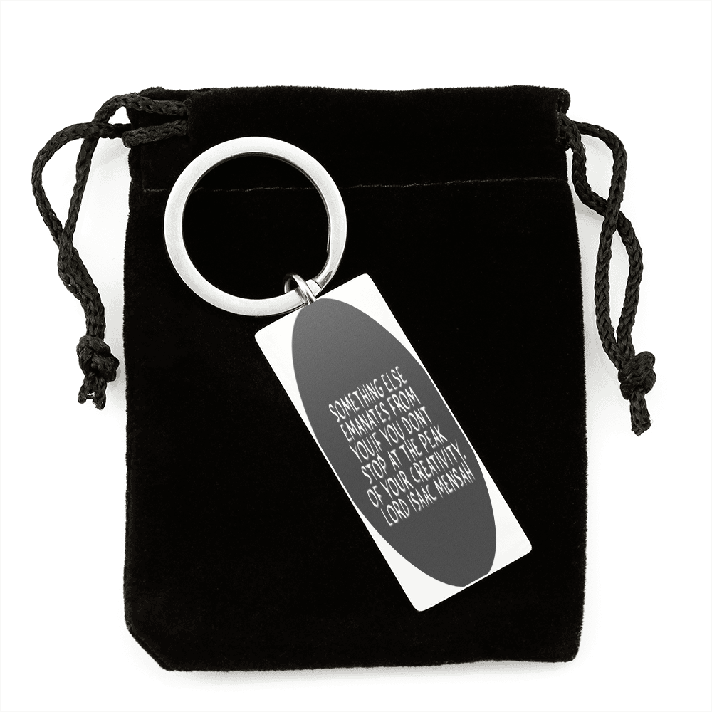 IKE MENS Quote Stainless Steel Rectangle Keychain