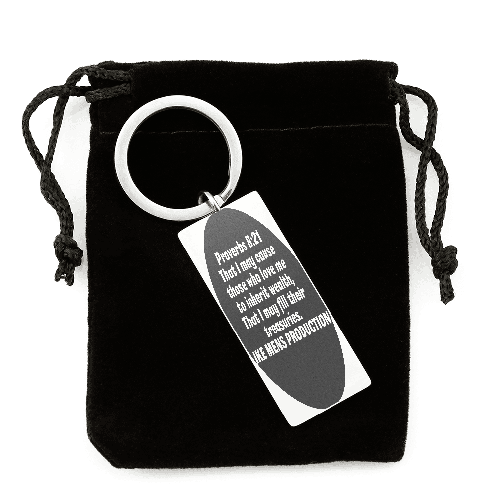 Proverbs Engraved Stainless Steel Rectangle Keychain