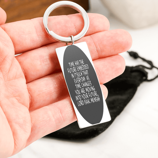 IKE MENS Quote Stainless Steel Rectangular Keychain
