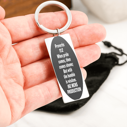Proverbs Engraved Stainless Steel Rectangle Keychain