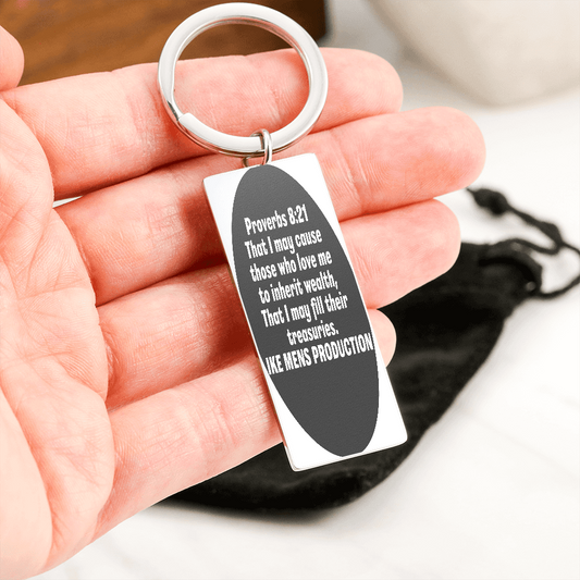 Proverbs Engraved Stainless Steel Rectangle Keychain
