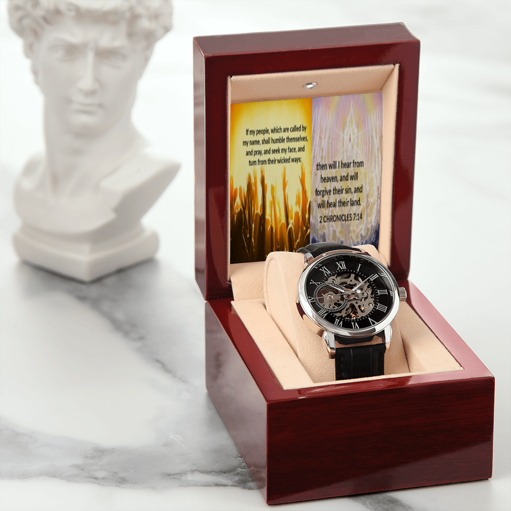 IKE MENS SCRIPTURE COLLAGE OPEN WORK WATCH