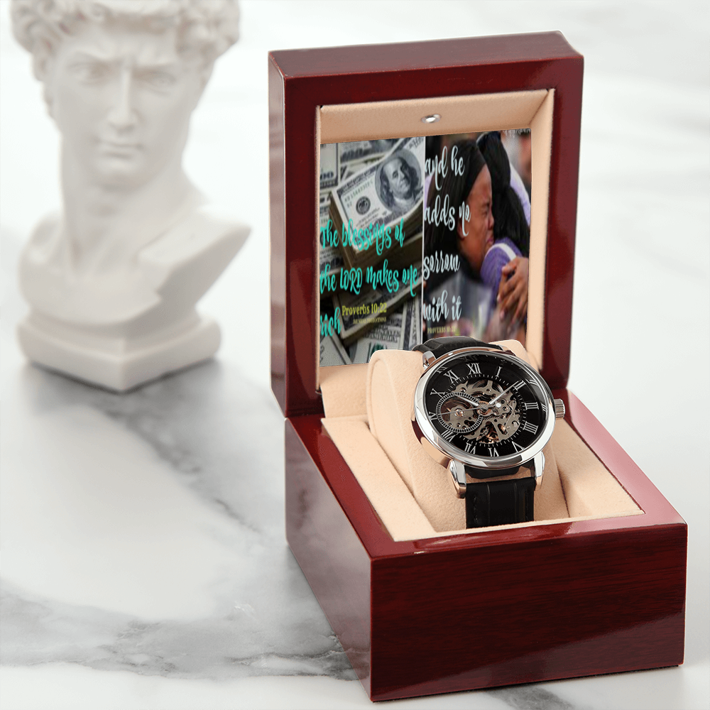 IKE MENS SCRIPTURE COLLAGE OPEN WORK WATCH