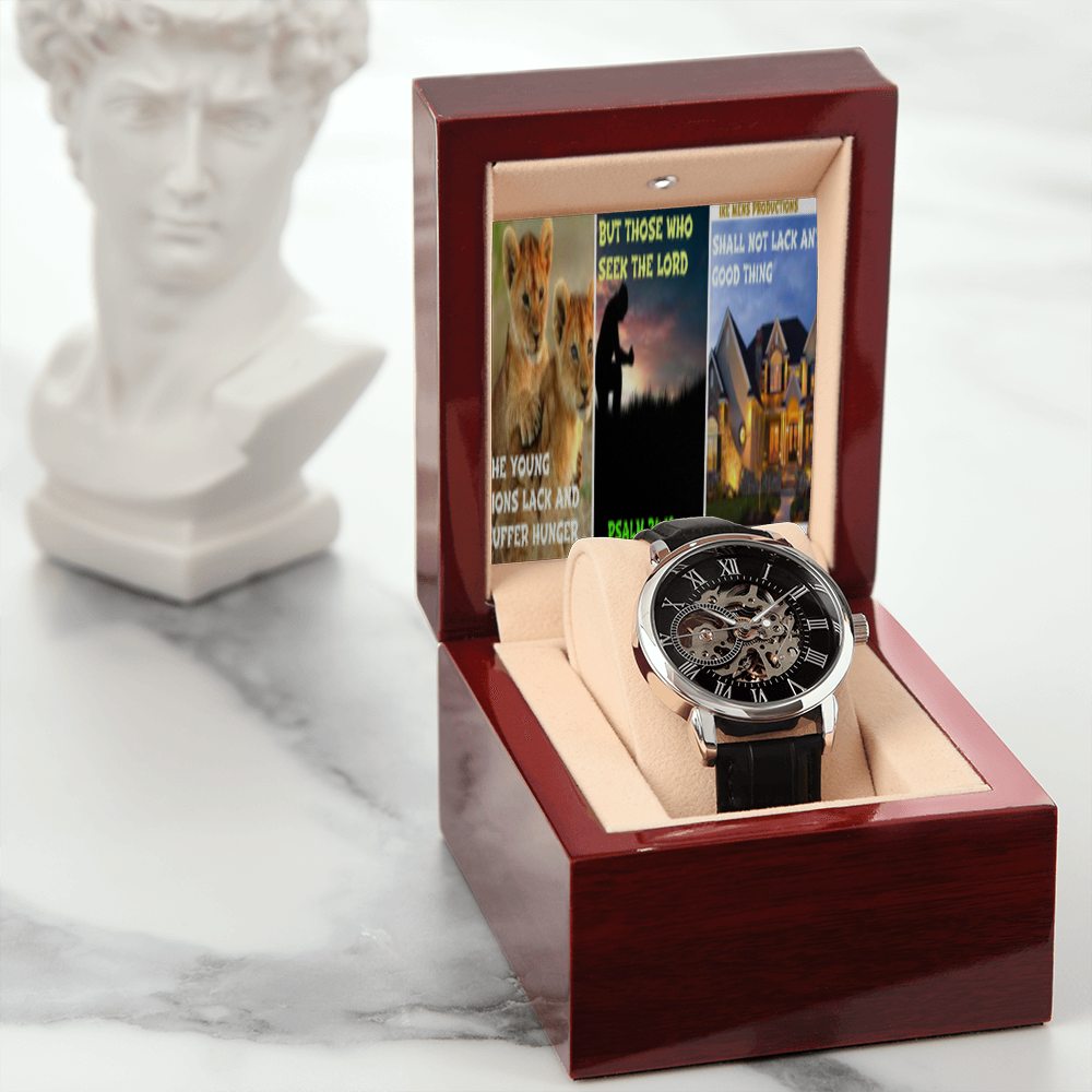 IKE MENS SCRIPTURE COLLAGE OPEN WORK WATCH
