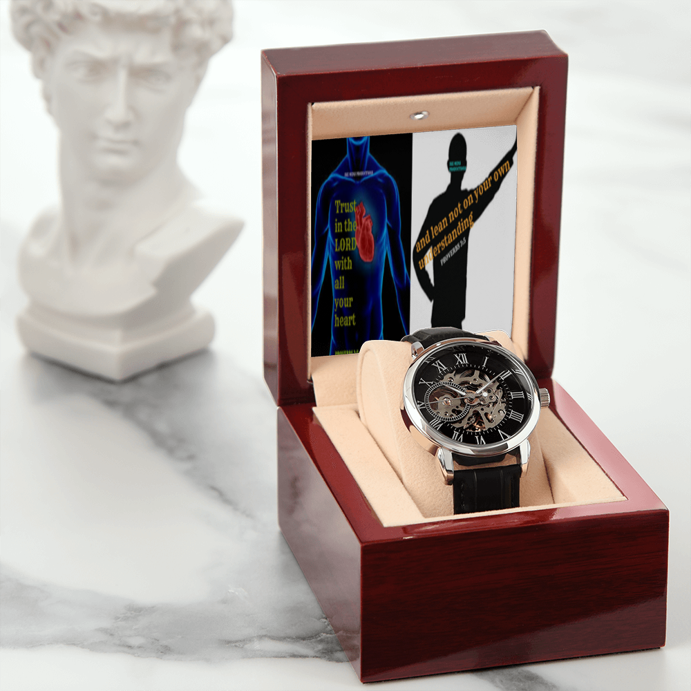 IKE MENS SCRIPTURE COLLAGE MENS OPENWORK WATCH
