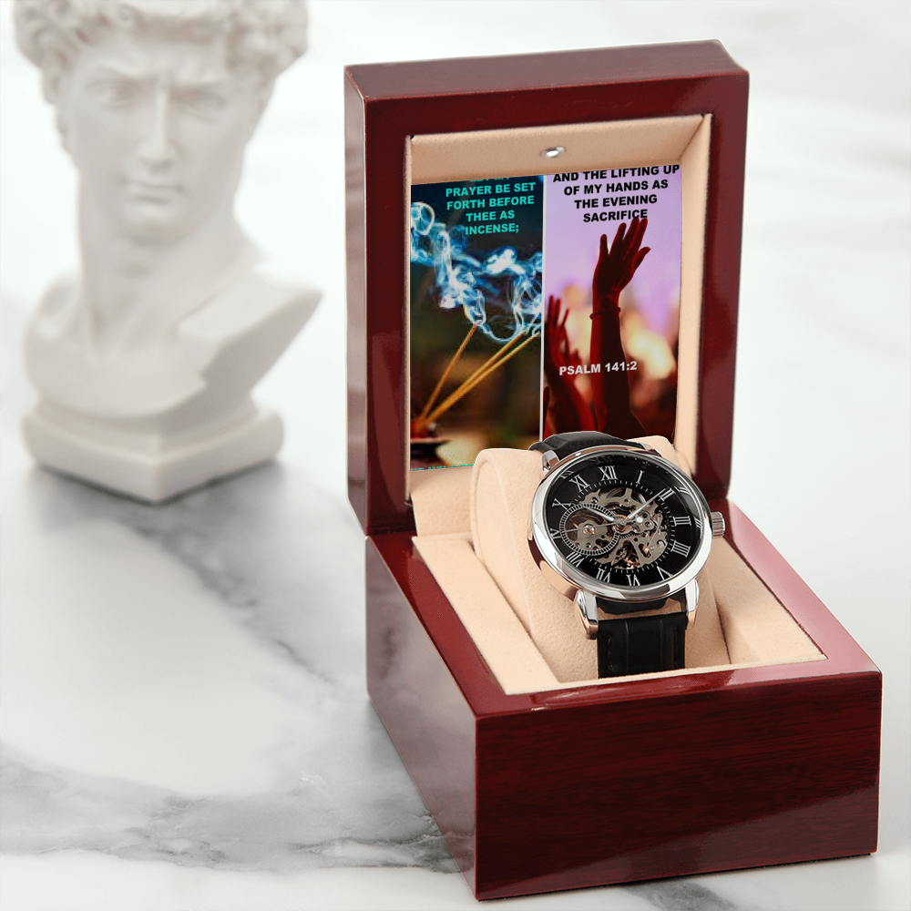 IKE MENS SCRIPTURE COLLAGE MENS OPENWORK WATCH