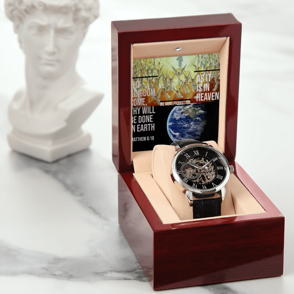 IKE MENS SCRIPTURE COLLAGE OPEN WORK WATCH