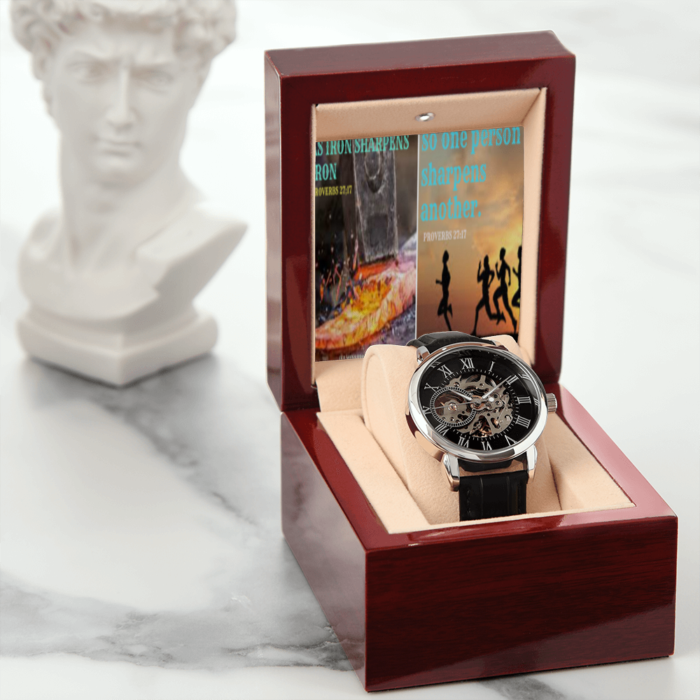 IKE MENS SCRIPTURE COLLAGE MENS OPENWORK WATCH
