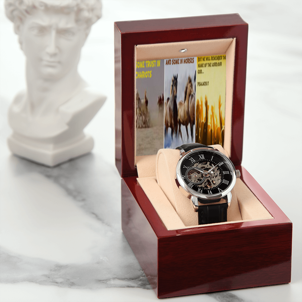 IKE MENS SCRIPTURE COLLAGE MENS OPENWORK WATCH