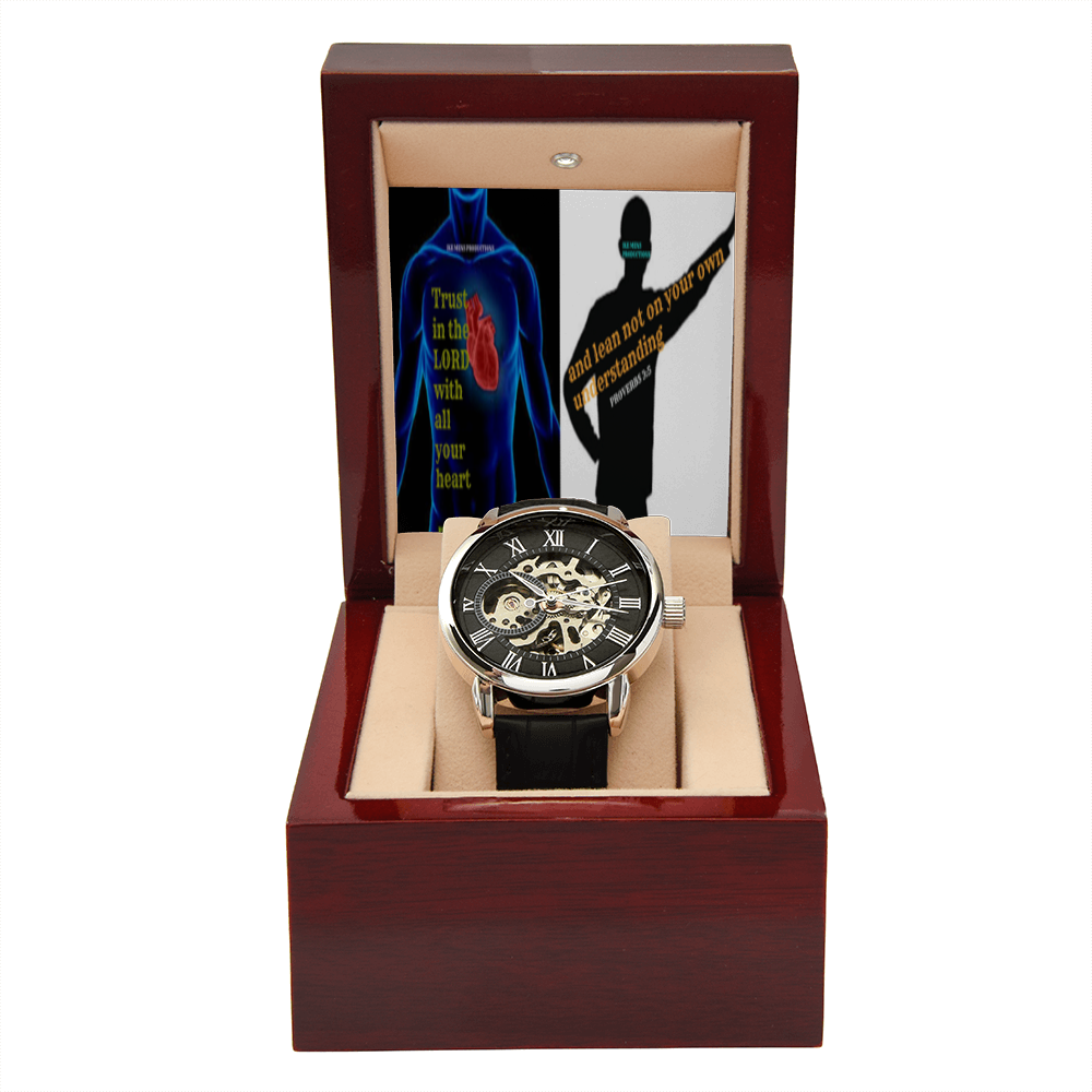 IKE MENS SCRIPTURE COLLAGE MENS OPENWORK WATCH
