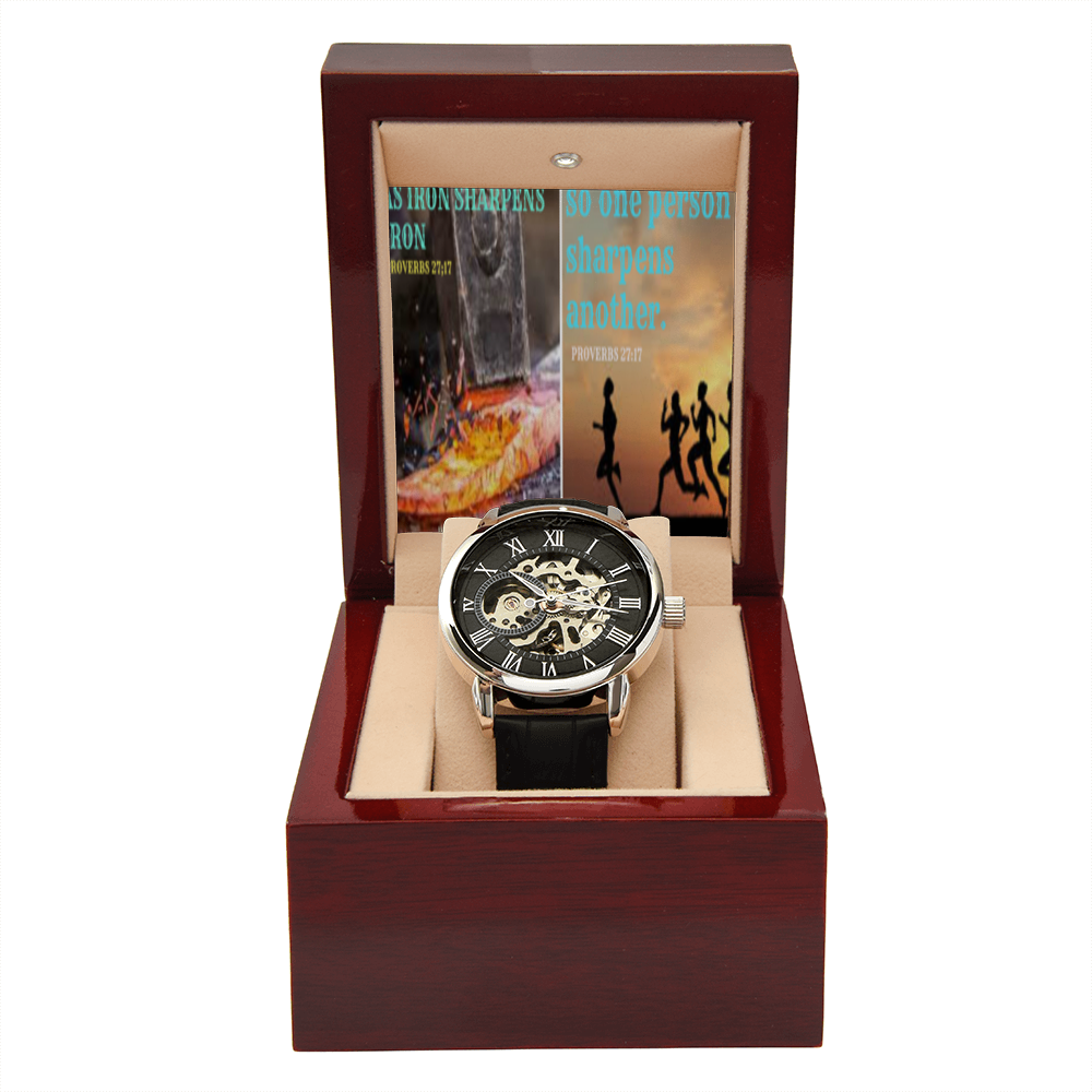 IKE MENS SCRIPTURE COLLAGE MENS OPENWORK WATCH