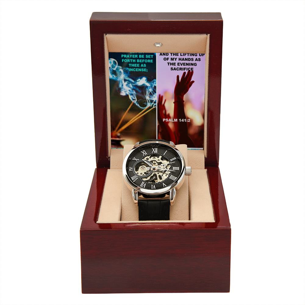 IKE MENS SCRIPTURE COLLAGE MENS OPENWORK WATCH