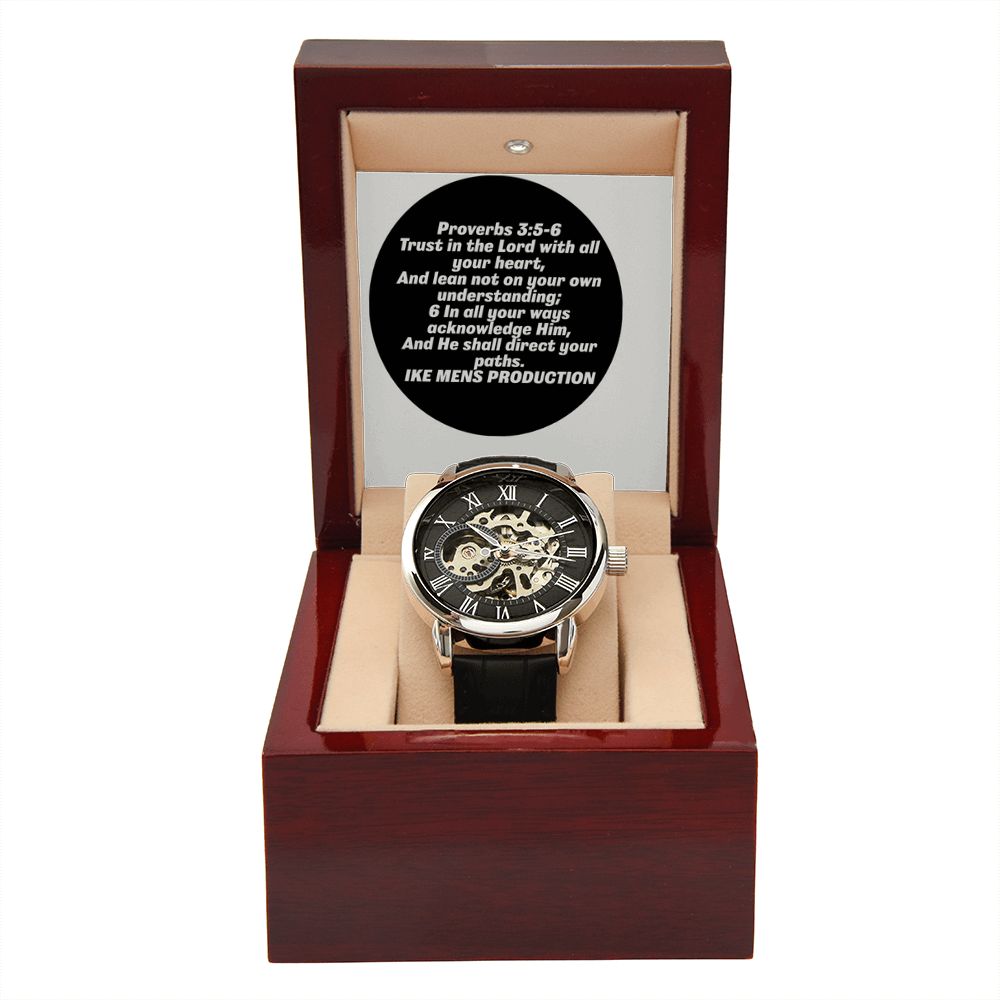 MEN'S OPENWORK WATCH WITH PROVERBS