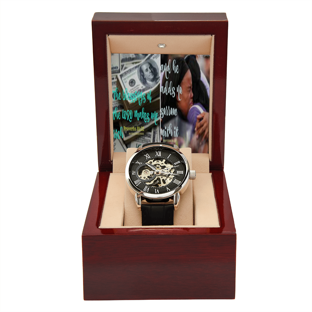 IKE MENS SCRIPTURE COLLAGE OPEN WORK WATCH