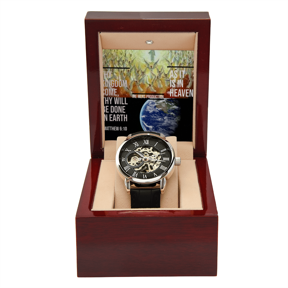 IKE MENS SCRIPTURE COLLAGE OPEN WORK WATCH