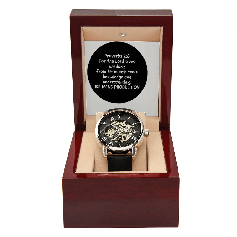 MEN'S OPENWORK WATCH WITH PROVERBS