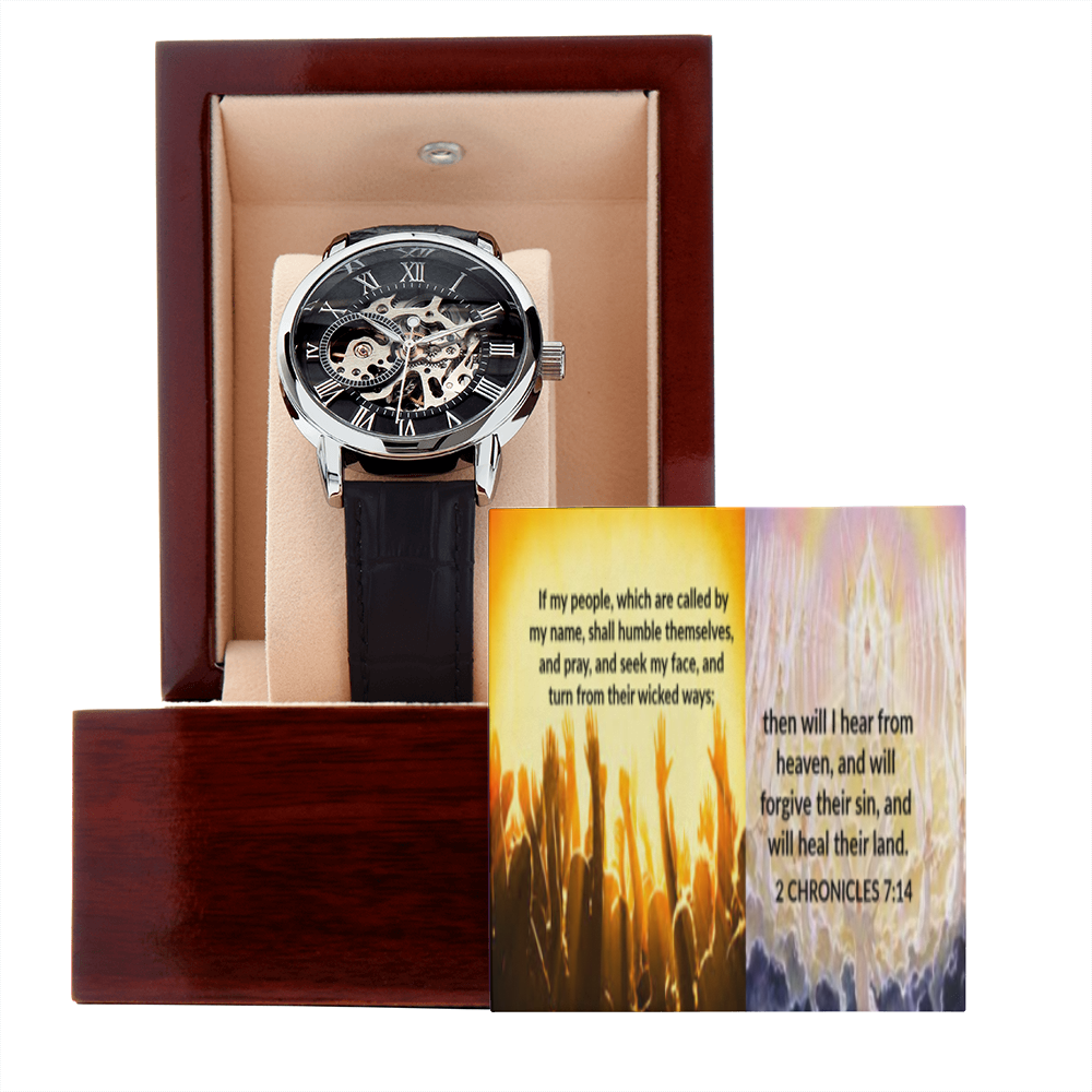 IKE MENS SCRIPTURE COLLAGE OPEN WORK WATCH