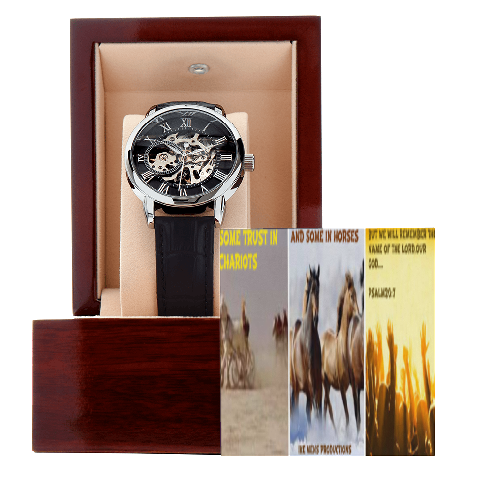 IKE MENS SCRIPTURE COLLAGE MENS OPENWORK WATCH