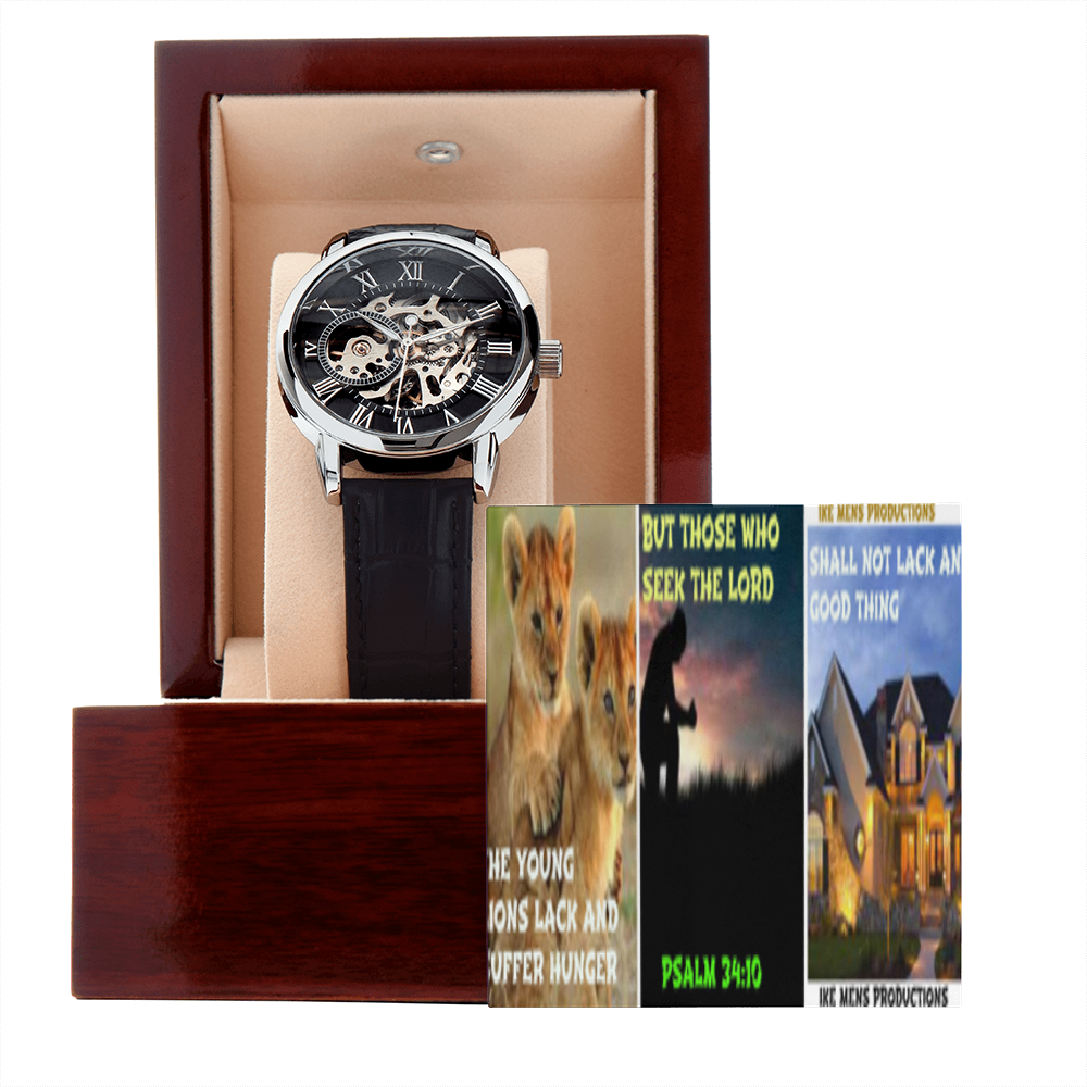 IKE MENS SCRIPTURE COLLAGE MENS OPENWORK WATCH