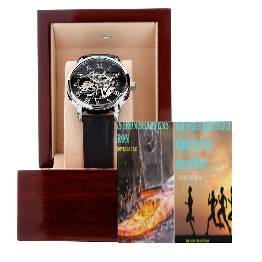 IKE MENS SCRIPTURE COLLAGE MENS OPENWORK WATCH
