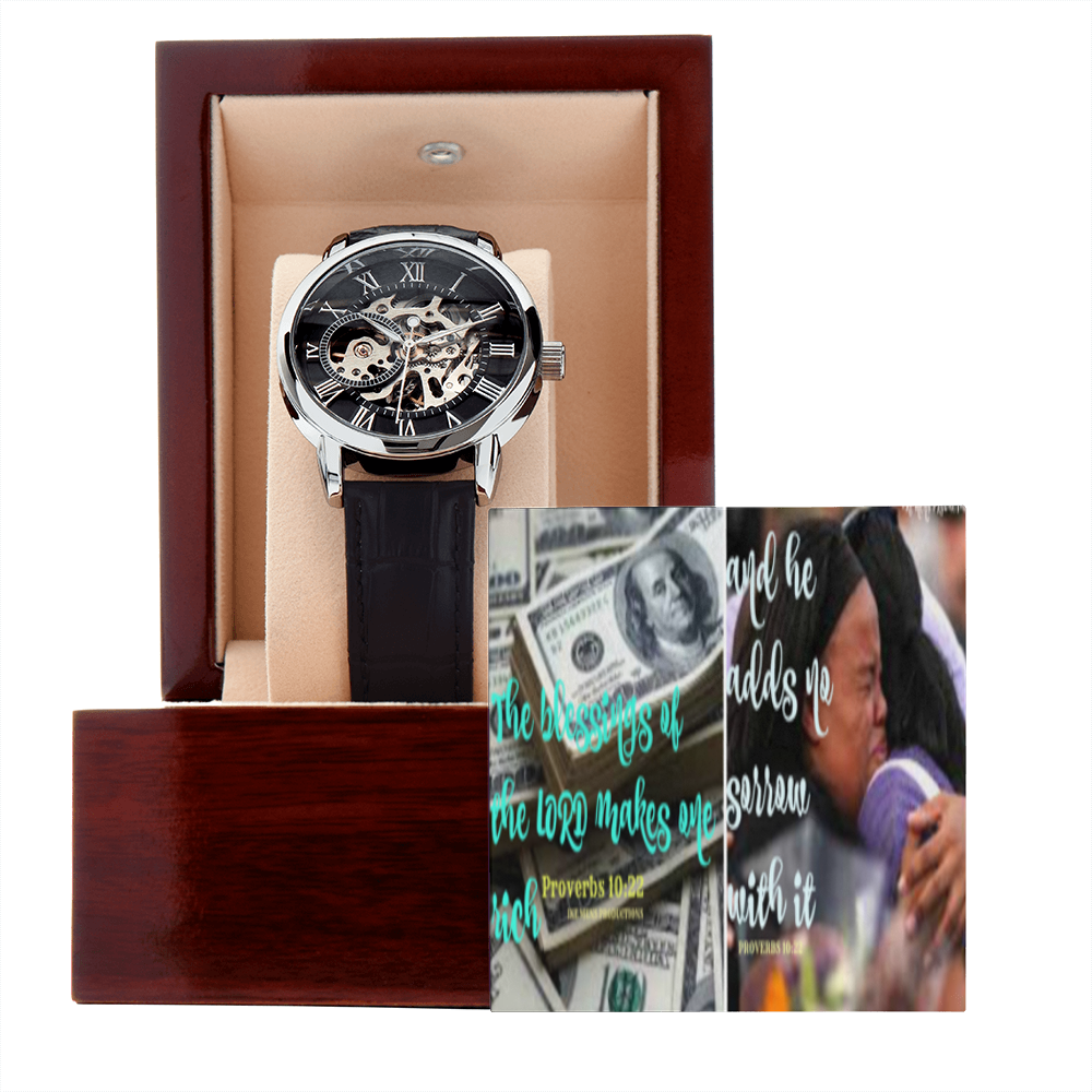IKE MENS SCRIPTURE COLLAGE OPEN WORK WATCH