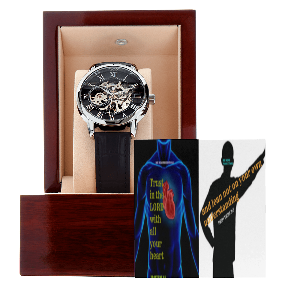 IKE MENS SCRIPTURE COLLAGE MENS OPENWORK WATCH