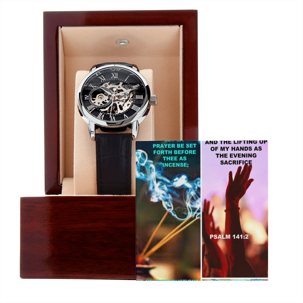 IKE MENS SCRIPTURE COLLAGE MENS OPENWORK WATCH