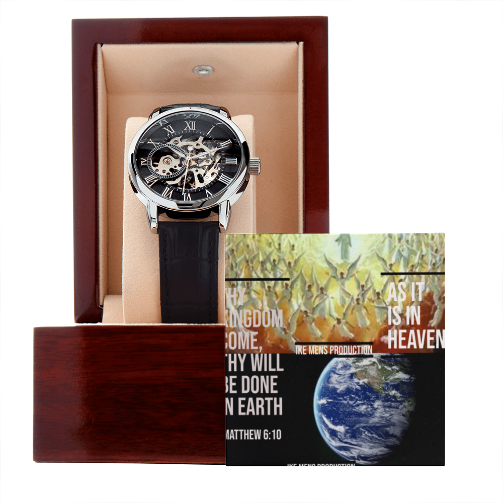 IKE MENS SCRIPTURE COLLAGE OPEN WORK WATCH