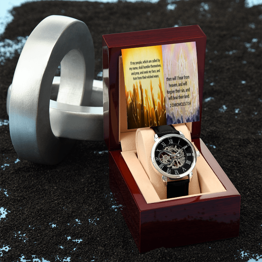 IKE MENS SCRIPTURE COLLAGE OPEN WORK WATCH