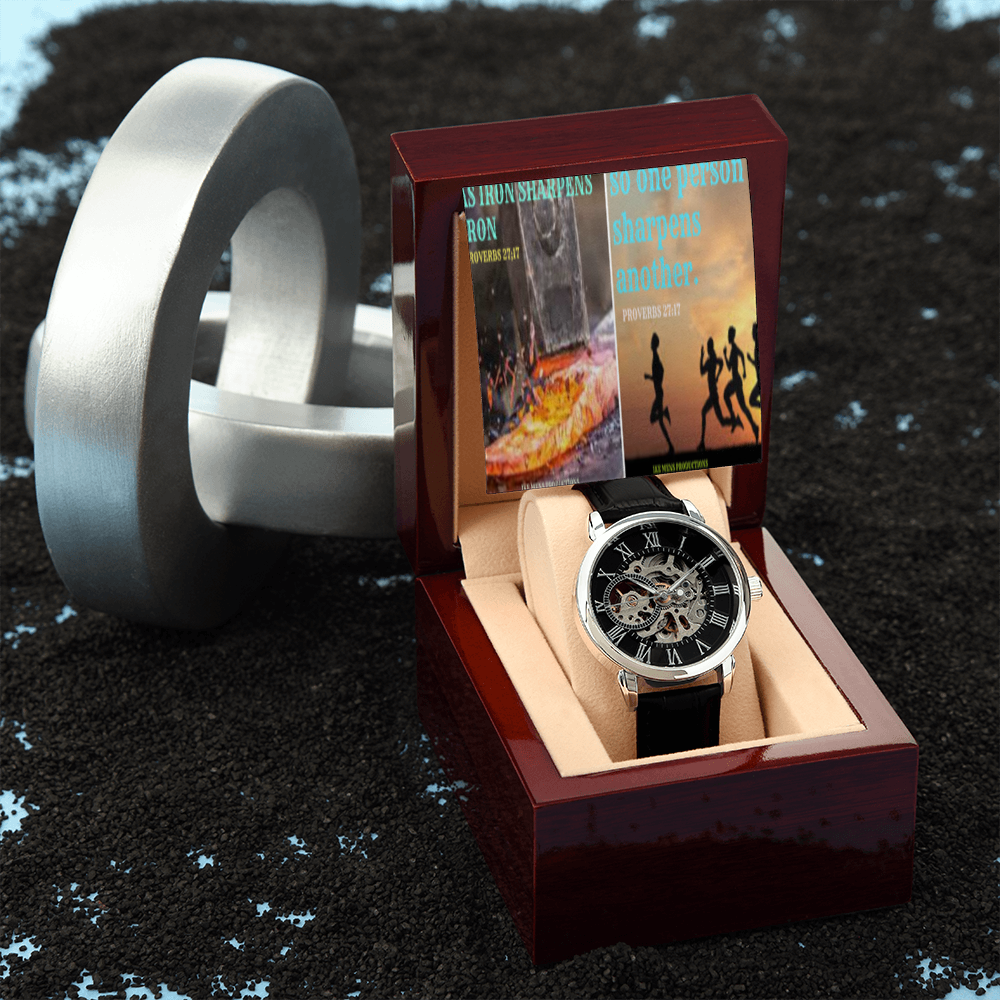 IKE MENS SCRIPTURE COLLAGE MENS OPENWORK WATCH