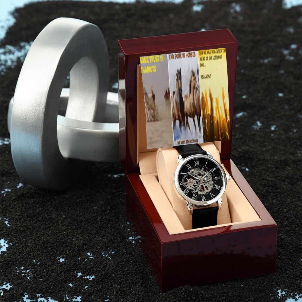 IKE MENS SCRIPTURE COLLAGE MENS OPENWORK WATCH