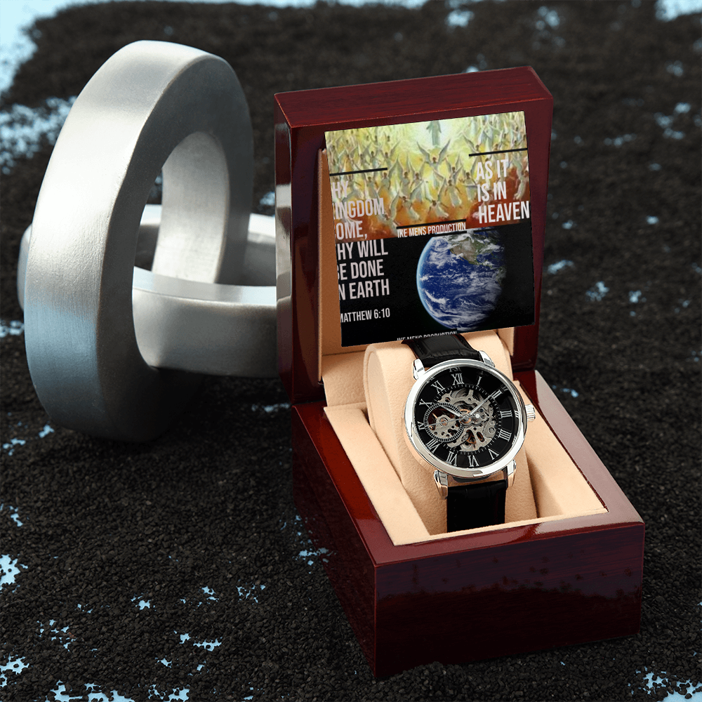 IKE MENS SCRIPTURE COLLAGE OPEN WORK WATCH
