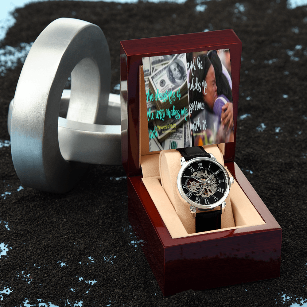 IKE MENS SCRIPTURE COLLAGE OPEN WORK WATCH