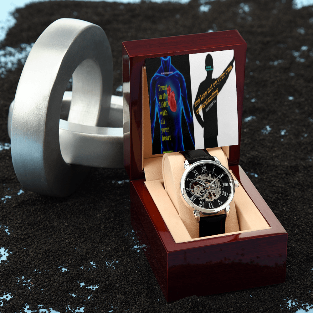 IKE MENS SCRIPTURE COLLAGE MENS OPENWORK WATCH